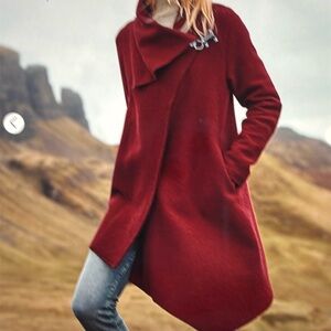 Garnet Hill asymmetrical boiled wool coat sz 14